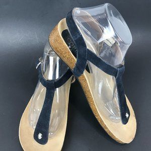 Cordini Navy Leather Comfort Thong US 9, EU 40